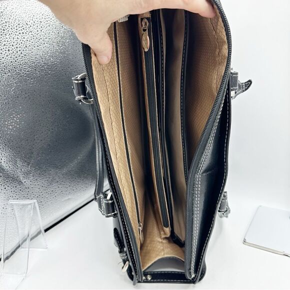 McKlein USA Winnetka Black Leather 15” Laptop‎ Briefcase Double Shoulder Strap - Picture 11 of 16